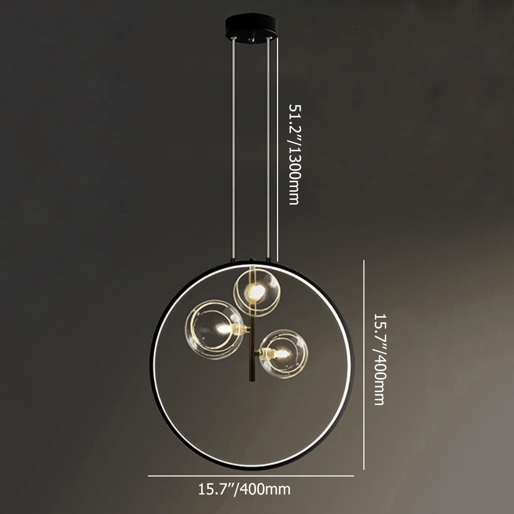 Czarna Lampa Wisząca Minimalistyczna Szklana Kula LED