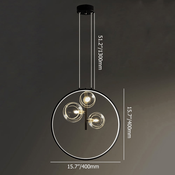 Czarna Lampa Wisząca Minimalistyczna Szklana Kula LED